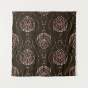 Antikes Art Deco Geometrisches Ornament Wandteppich