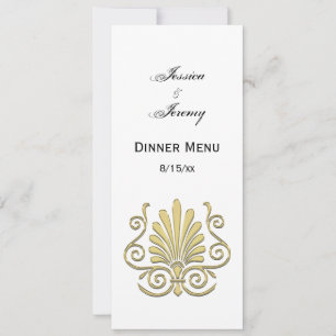 Antikes Art Deco Gold Plume Arabeske Einladung