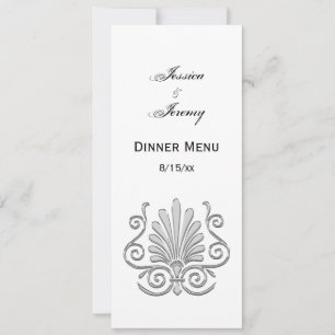 Antikes Art Deco Silber Plume Arabesque Einladung
