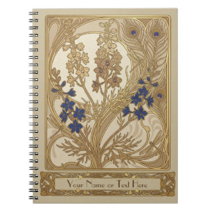 Antikes Art Nouveau Forking Larkspur Journal Notizblock