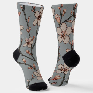 Antikes Art Nouveau-Muster mit Mandelblüten Socken