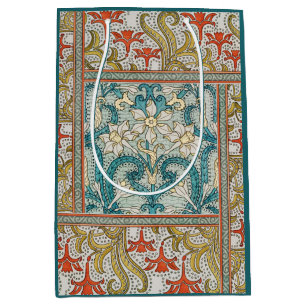 Antikes Art Nouveau-Muster mit Narzissen Verneuil Mittlere Geschenktüte