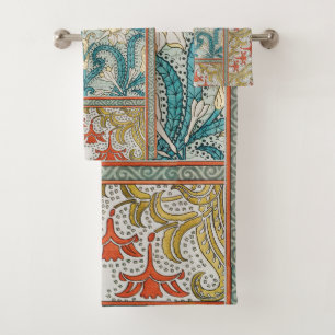 Antikes Art Nouveau-Osterglockenmuster Verneuil Badhandtuch Set