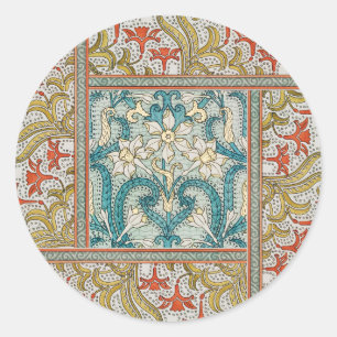 Antikes Art Nouveau-Osterglockenmuster Verneuil Runder Aufkleber