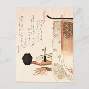 Antikes asiatisches japanisches Gedicht Holz Druck Postkarte