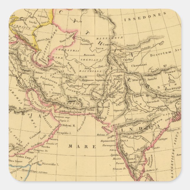 Antikes Asien Quadratischer Aufkleber (Vorderseite)