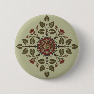 Antikes Audsley Tudor-Rose viktorianisches Muster  Button