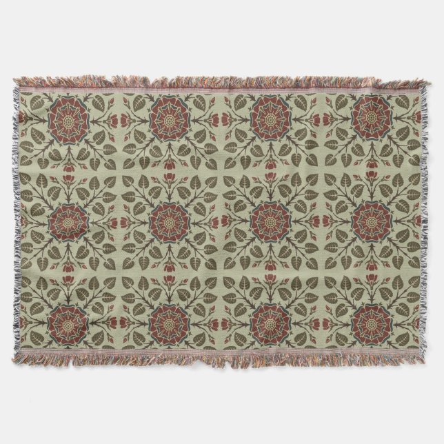 Antikes Audsley Tudor-Rose viktorianisches Muster  Decke (Vorderseite)