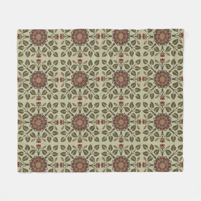 Antikes Audsley Tudor-Rose viktorianisches Muster  Fleecedecke (Vorderseite (Horizontal))