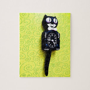 Antikes Ausrüstung Katzen-Uhr-Puzzlespiel Puzzle