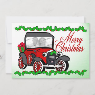 Antikes Auto Altmodische Weihnachts-Flatcard Feiertagskarte