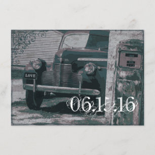 Antikes Auto-Gas-Pumpen-Vintage Einladung