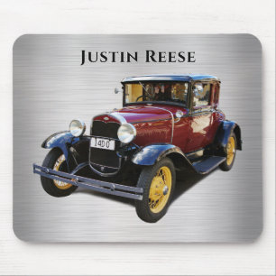 Antikes Auto, Name, gebürstetes Silber Mousepad
