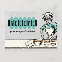 Antikes Backmädchen-Köchin-Torte-Pie-Rezeptkarte