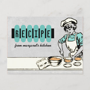 Antikes Backmädchen-Köchin-Torte-Pie-Rezeptkarte Postkarte