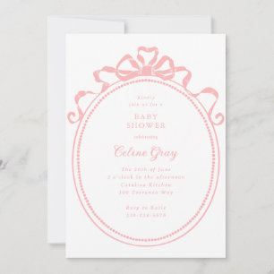 Antikes Band-Schleife Victorian Rosa Baby Shower Einladung