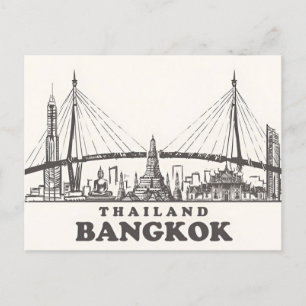 Antikes Bangkok Thailand Wat Reise Wasserfarbe Postkarte