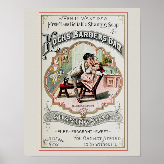 Antikes Barbiergeschäft-Werbeplakat Poster (Vorne)