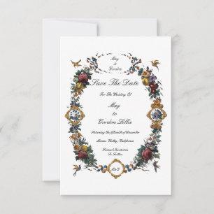 Antikes Barock Rokoko Florales Kartuschen Hochzeit Save The Date