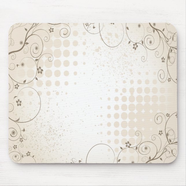 Antikes Beige-Blumenmuster Mousepad (Vorne)