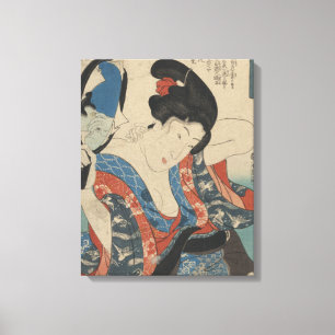 Antikes Bild einer japanischen Dame, die einen Han Leinwanddruck