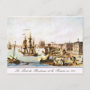 Antikes Bild, Hafen von Bordeaux 1820 Postkarte