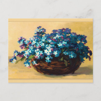 Antikes Blau Blumen Postkarte