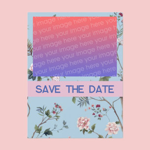 Antikes Blau Floral Postkarte