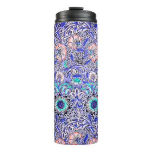 Antikes Blau rosa William Morris Corncockle Thermosbecher