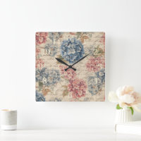 Antikes Blau und Rosa Hortensien-Ephemere Schrift