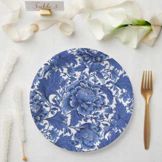 Antikes Blau-Weiß-Chintz Traditionell Pappteller