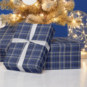 Antikes blau-weiß kariertes Weihnachtspapier Geschenkpapier