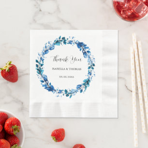 Antikes Blau-Weiß-Porzellan Blumen Botanik  Serviette