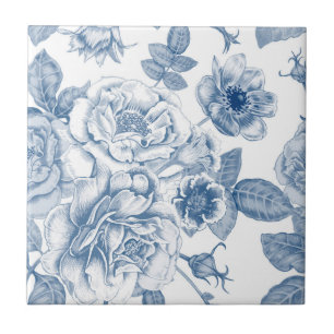 Antikes blau-weißes Blumenmuster Heimdekor Fliese