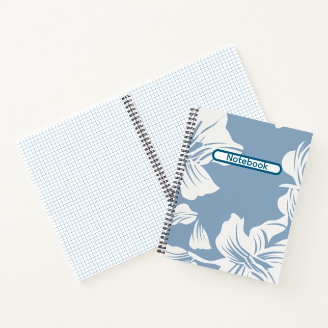 Antikes blau-weißes großes florales Millimeterpapi Notizbuch (Innenseite)