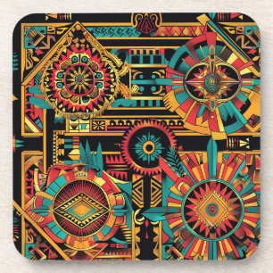 Antikes blaues "Aztec Dream" Cork-Backed Untersetz Getränkeuntersetzer
