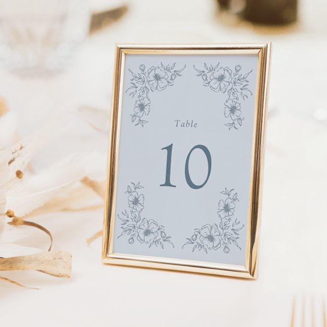 Antikes Blaues Blumenmuster Tischnummer (Vintage Blue Floral Table Number
)
