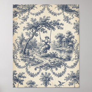 Antikes blaues Toile-Landshaftsbild II Poster