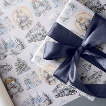 Antikes blaues Viktorianisches Weihnachtswackelpap