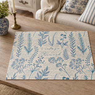 Antikes Blaues Wildblumen Französisches Toile-Must Puzzle