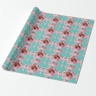 Antikes blühendes Pfingstrosenmuster Geschenkpapier
