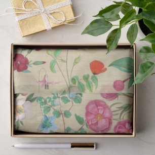 Antikes Blumen-Collage-Seidenpapierblatt Seidenpapier