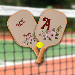 Antikes Blumen Custom Monogramm Name Pickleball Schläger