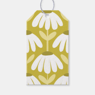 Antikes Blumen-Daisy-Muster Oliv/Senfgrün Geschenkanhänger