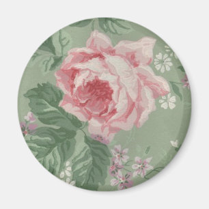 Antikes Blumen-Sage- und Rosa-Tapetenmuster Magnet