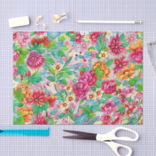 Antikes Blumen-Seidenpapier Farbige Blumen Seidenpapier
