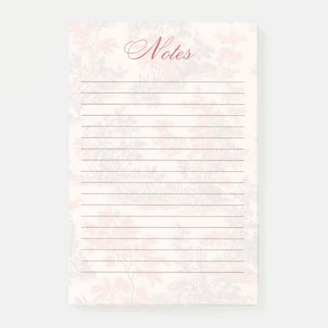 Antikes Blumen-Toile-Memo-Block Post-it Klebezettel (Vorderseite)
