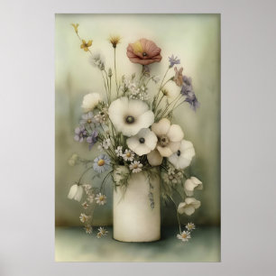 Antikes Blumen-Toilettenpapierrollen-Druckbild, Ba Poster