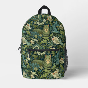 Antikes Blumen- und Katzenmuster mit Monogramm Bedruckter Rucksack