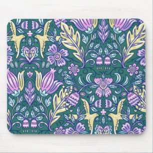 Antikes Blumen- und Vögelmuster im Stil der Antike Mousepad